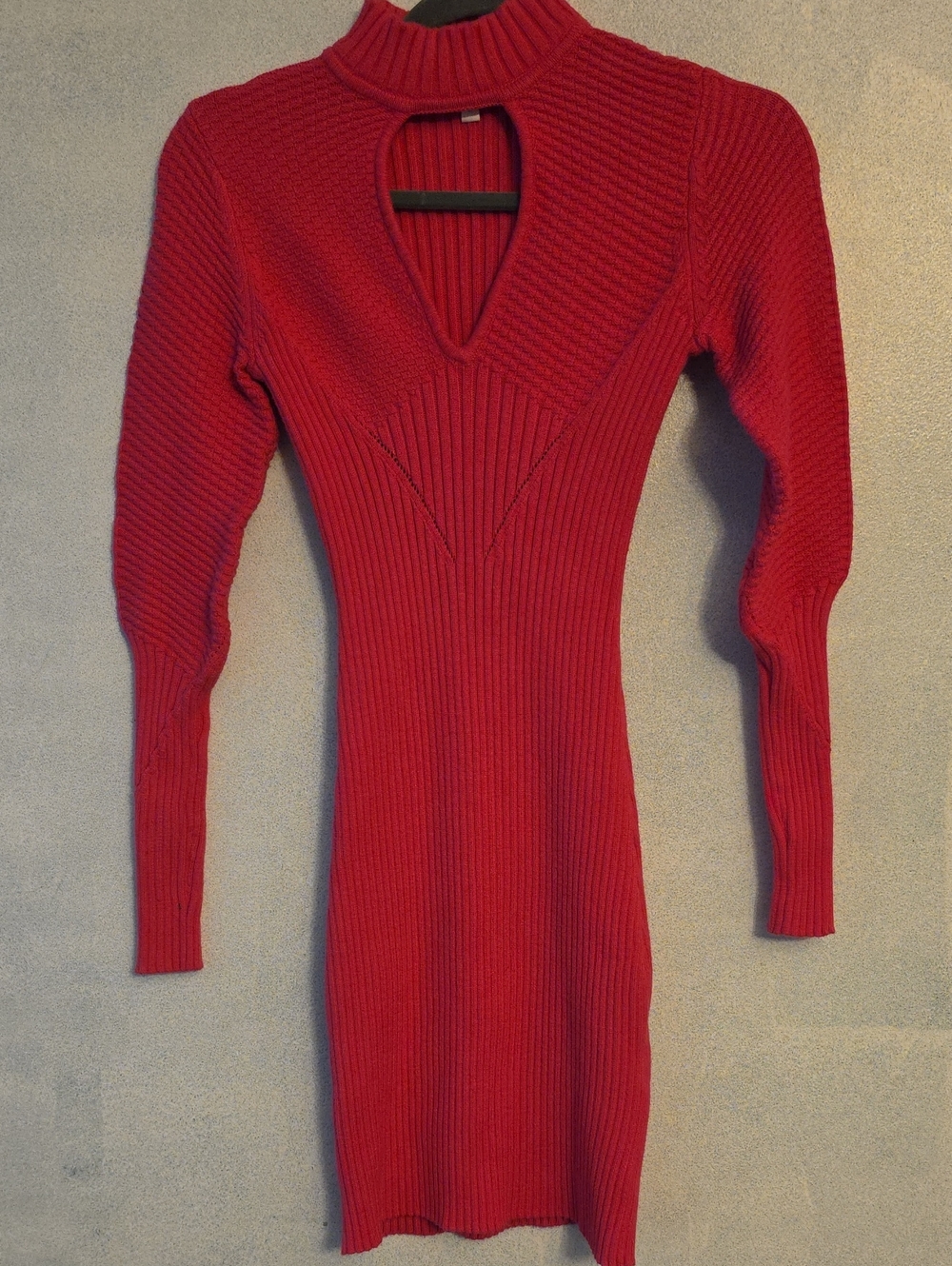 Pink Ribbed Knit Long Sleeve Dress